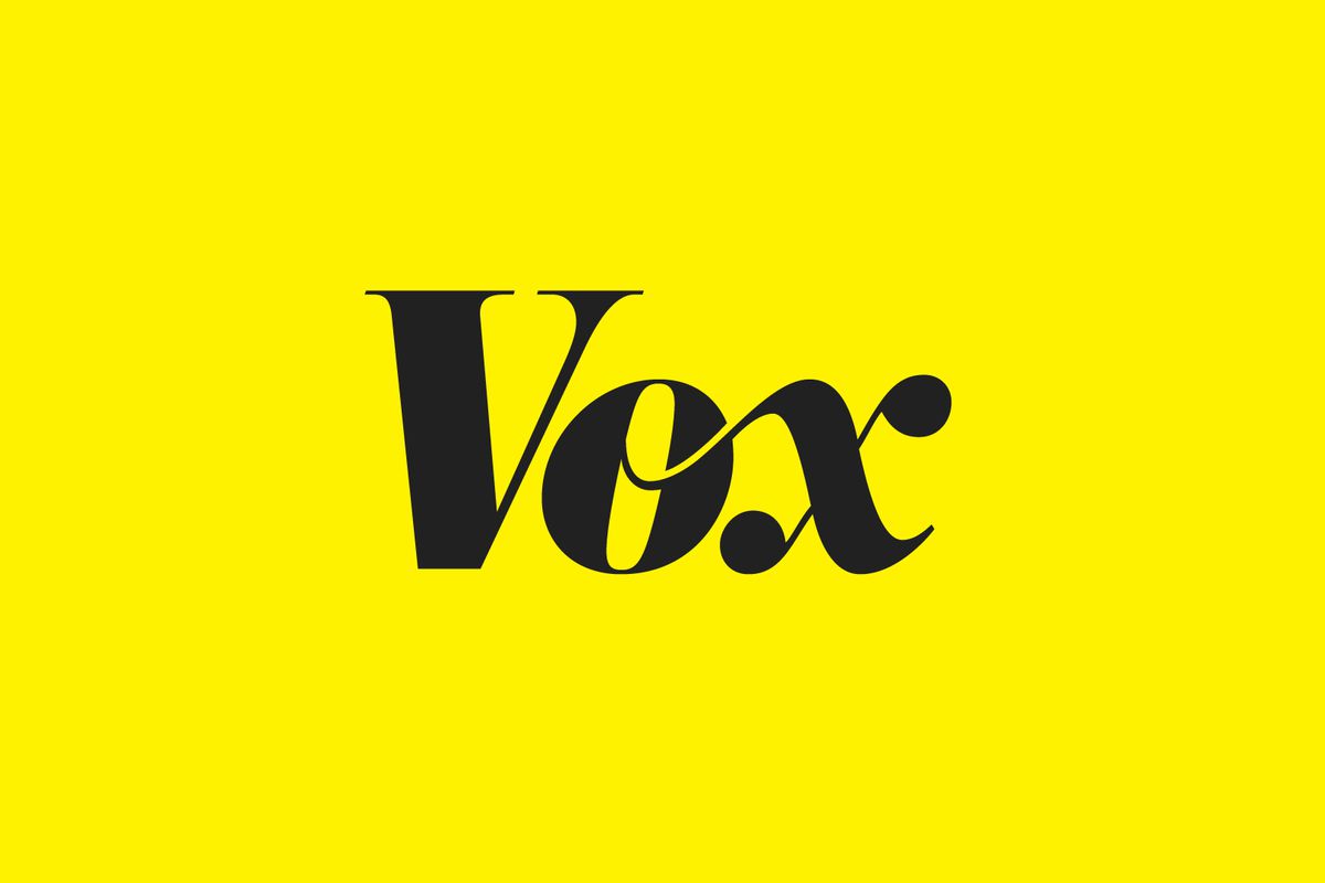 The word "Vox" in a black serif font against a bright yellow background