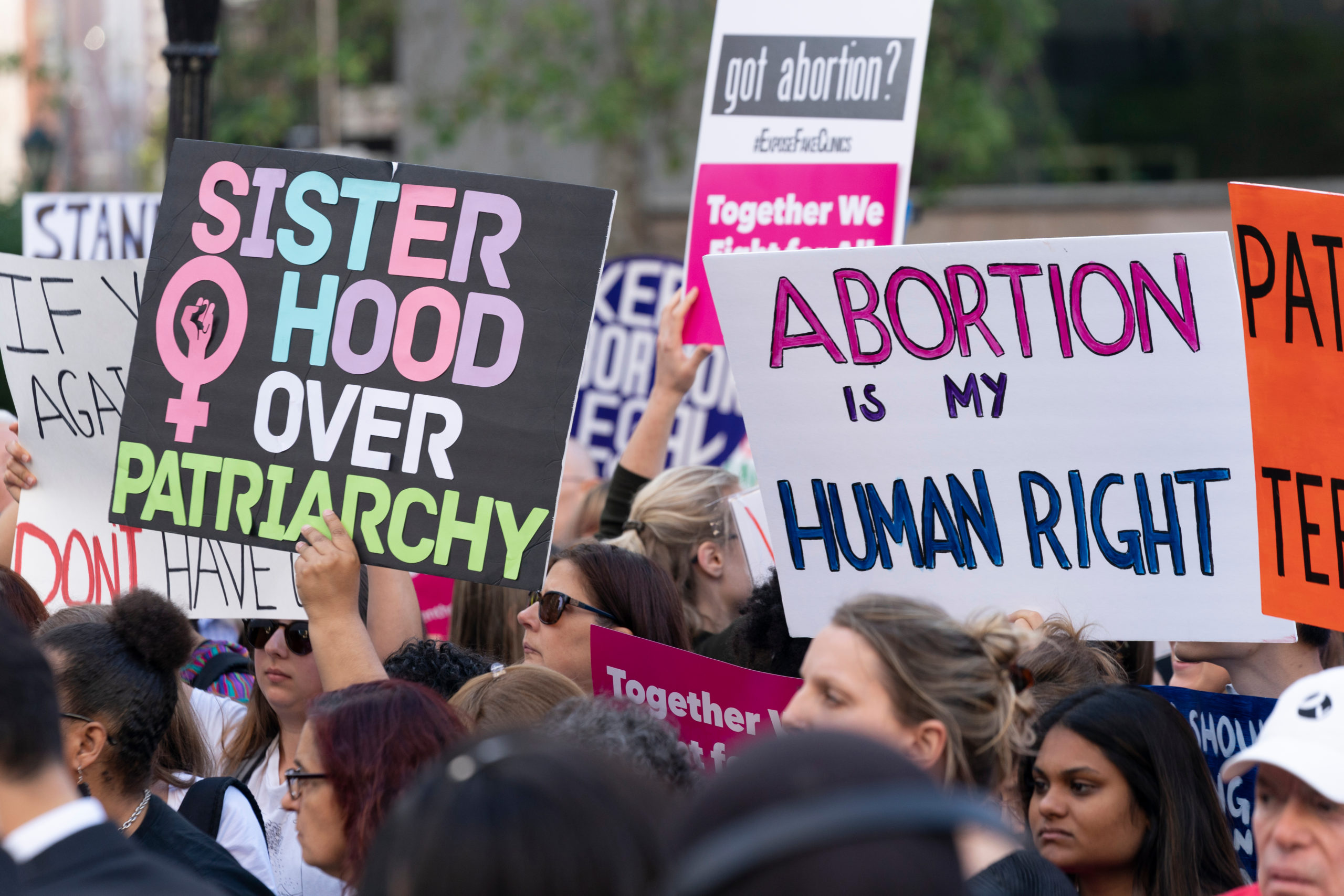 Photograph of pro-choice protestors holding signs