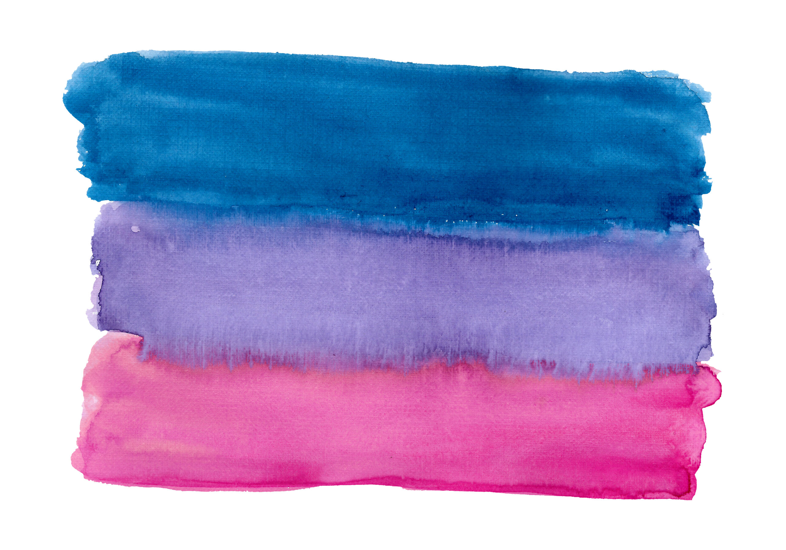 Blue, purple, and pink watercolor bisexual flag.