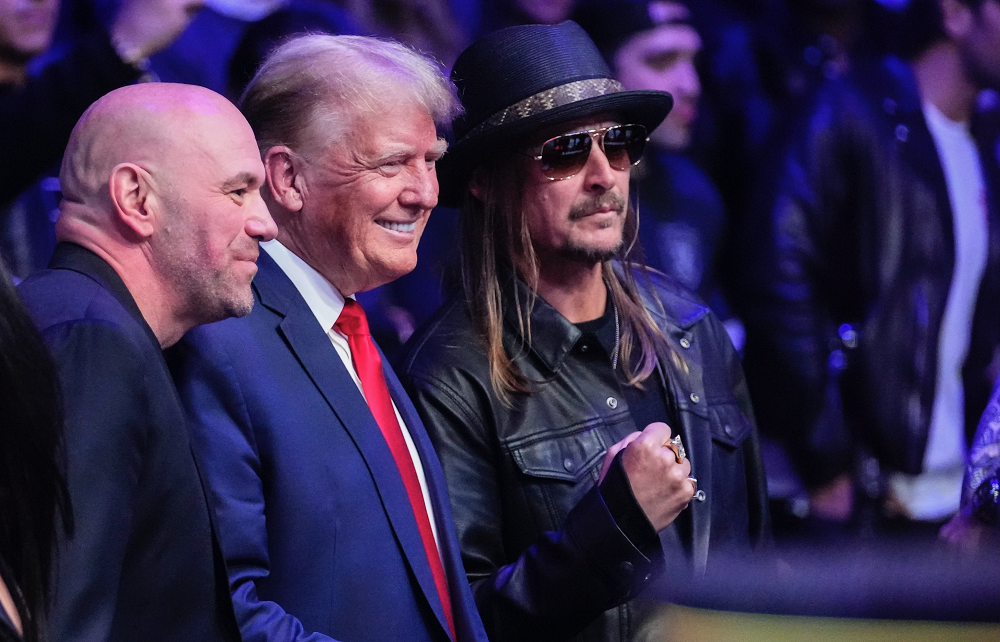 Dana White, Donald Trump, and Kid Rock attend a UFC event together.